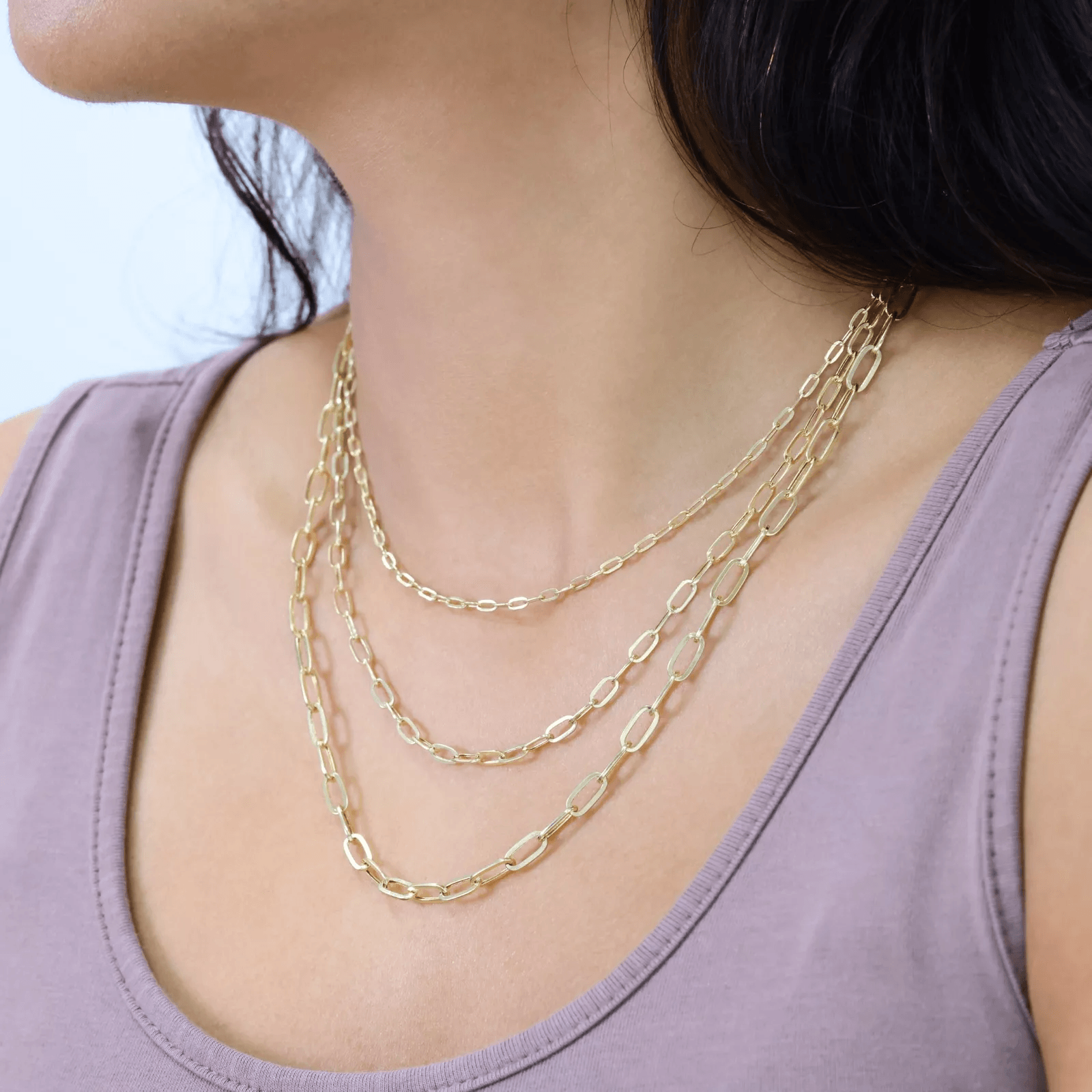 14K Gold Paper Clip Necklace Chains Men Women Kids Real Genuine Gold - Jewelry Store by Erik Rayo