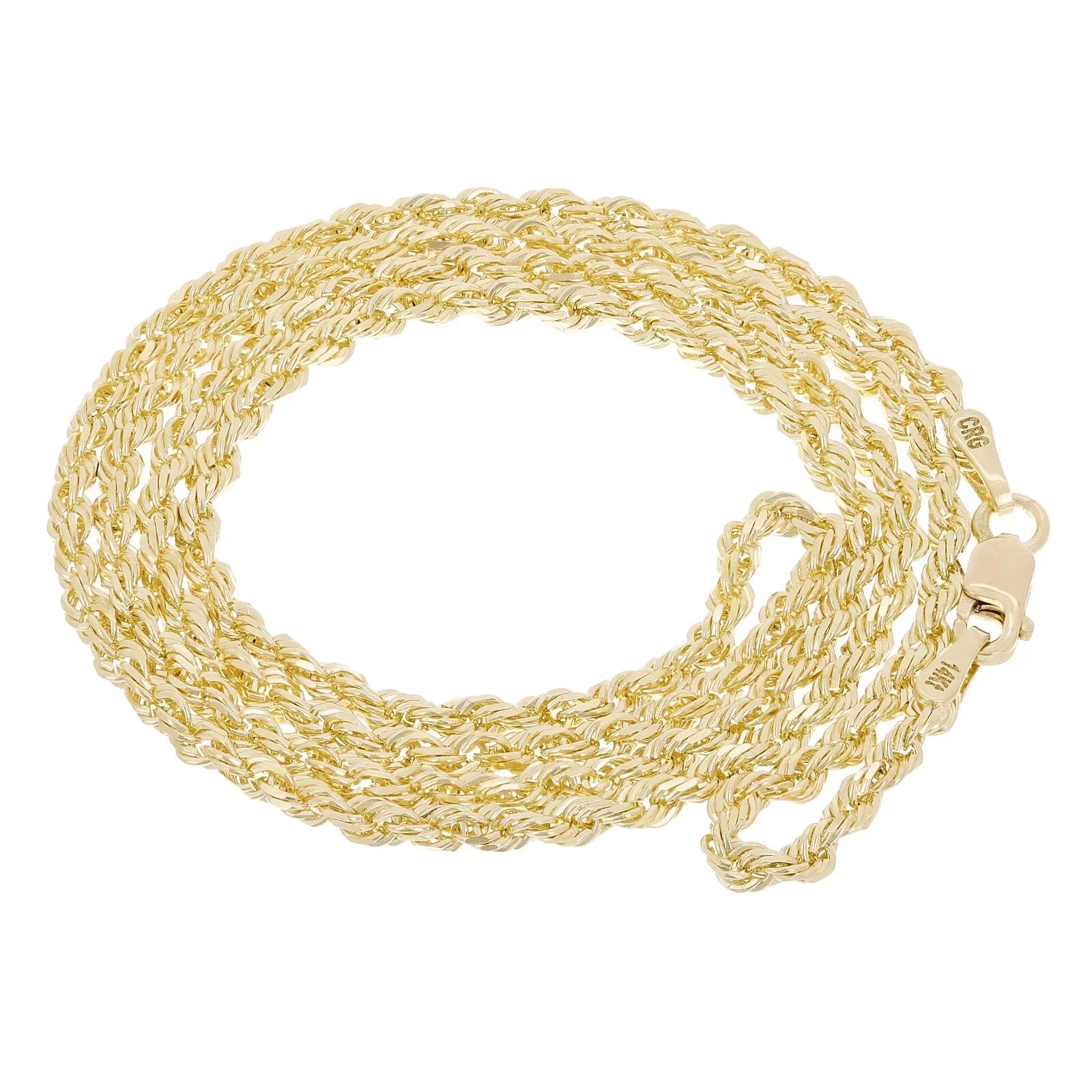 14k Yellow Gold Solid Diamond Cut Rope Chain Necklace 24" 2.5mm 11.4 grams - Jewelry Store by Erik Rayo