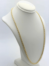 Load image into Gallery viewer, 14k Yellow Gold Solid Diamond Cut Rope Chain Necklace 18&quot; 3mm 14 grams
