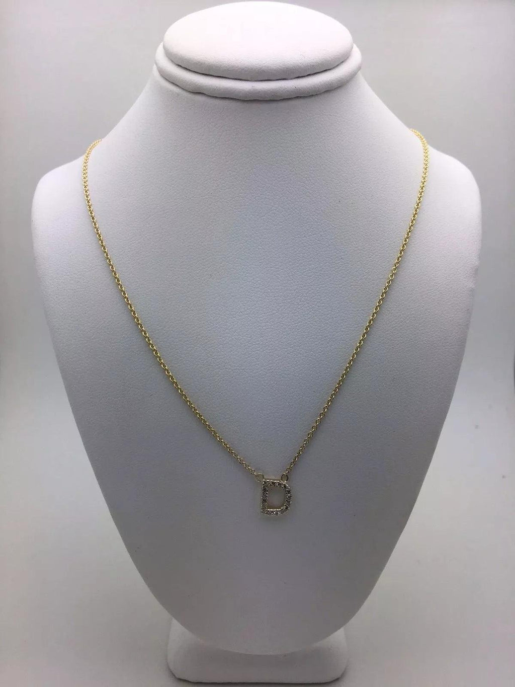 14k Yellow White or Rose Gold Diamond Initial Letter D Pendant Necklace 18" - Jewelry Store by Erik Rayo