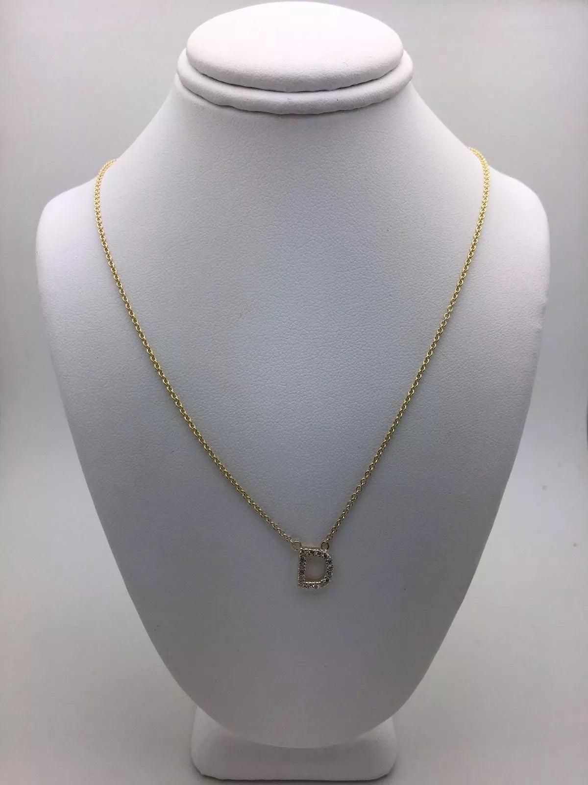 14k Yellow White or Rose Gold Diamond Initial Letter D Pendant Necklace 18" - Jewelry Store by Erik Rayo