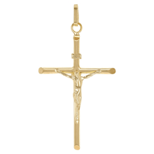 Load image into Gallery viewer, Italian 14k Yellow Gold Hollow INRI Crucifix Cross Charm Pendant 1.7&quot; 1.4 grams
