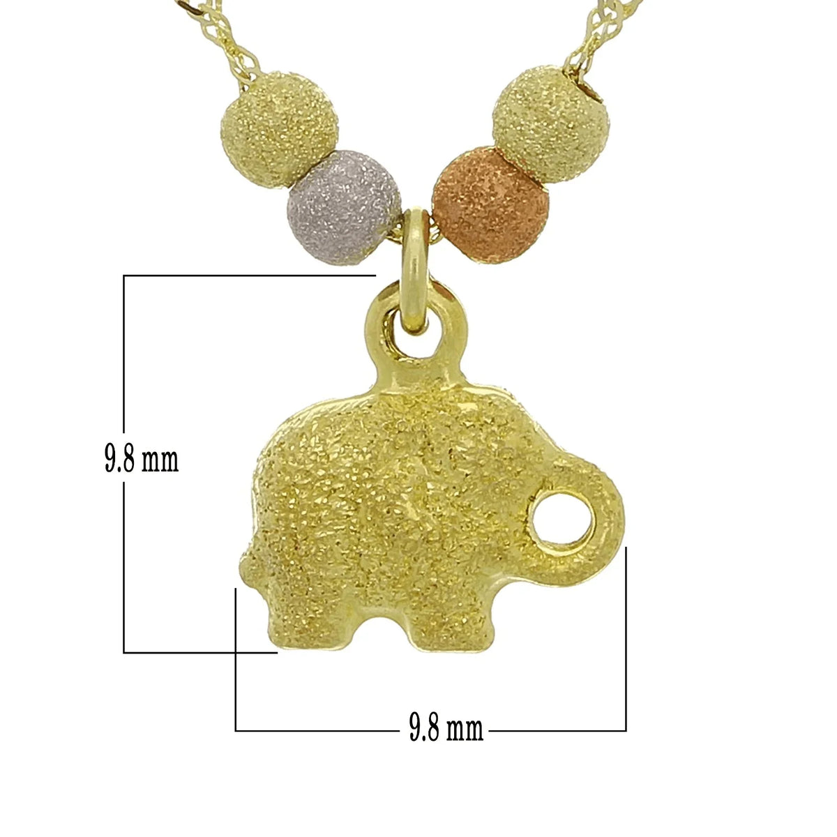 14k Tri Color Gold Ball Bead Elephant Charm Bracelet Anklet 9.5" Singapore Chain - Jewelry Store by Erik Rayo
