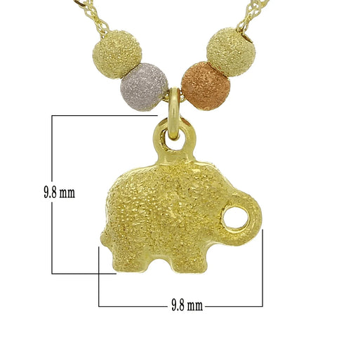 14k Tri Color Gold Ball Bead Elephant Charm Bracelet Anklet 9.5" Singapore Chain - Jewelry Store by Erik Rayo