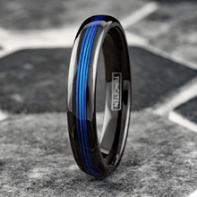 Load image into Gallery viewer, Black Blue Fishing Line Wedding Band Ring for Men and Women - Wedding Rings for Engagement
