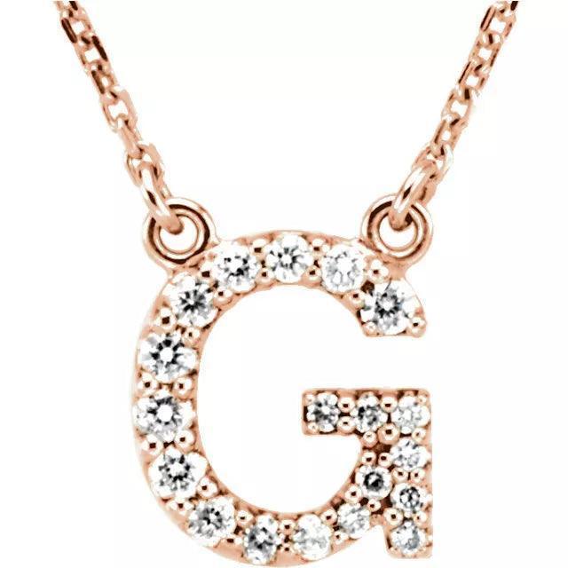 14k Yellow White or Rose Gold Diamond Initial Letter G Pendant Necklace 18" - Jewelry Store by Erik Rayo