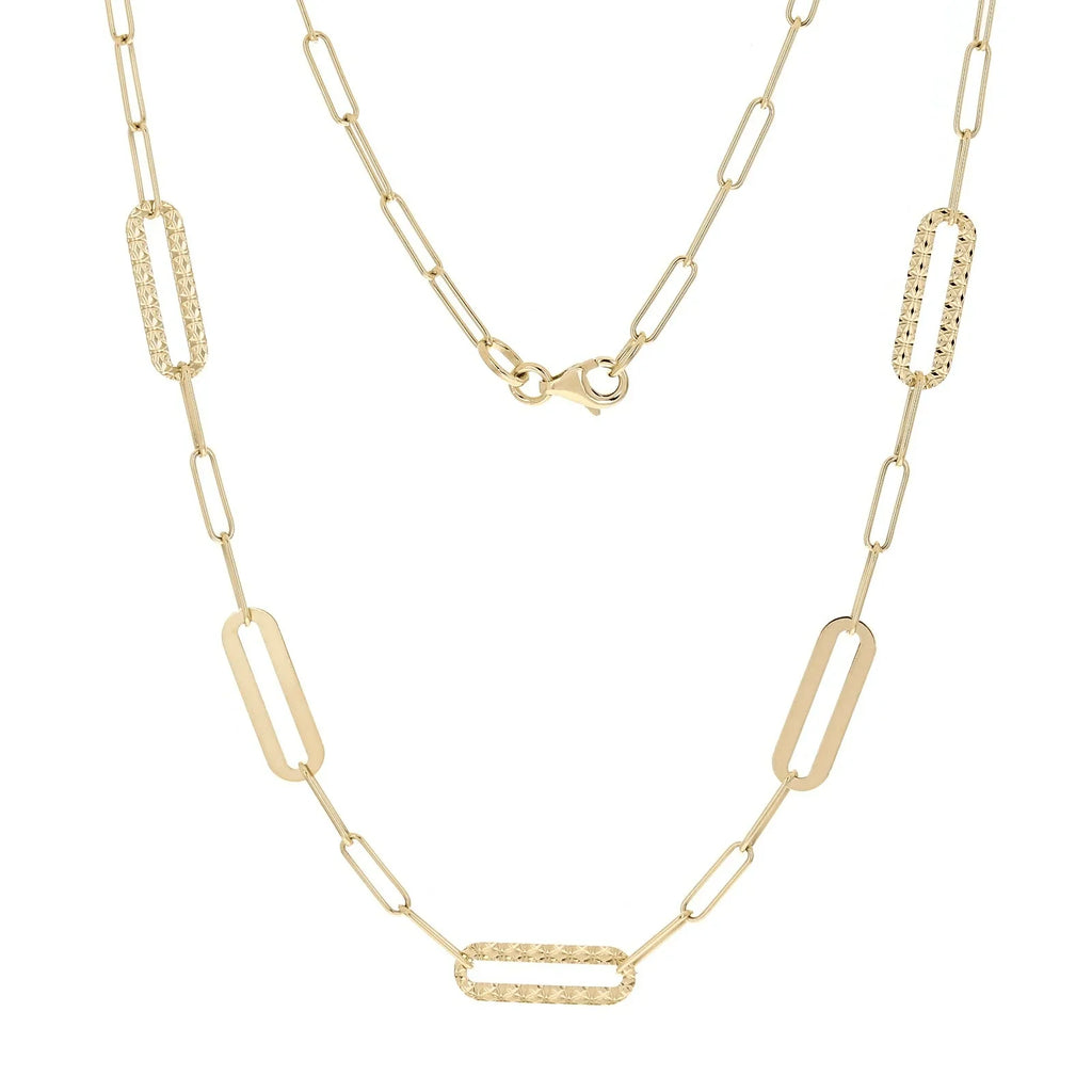 Italian 14k Yellow Gold Diamond Cut Paper Clip Chain Necklace 5.4mm 16.5" 4.8g - Jewelry Store by Erik Rayo