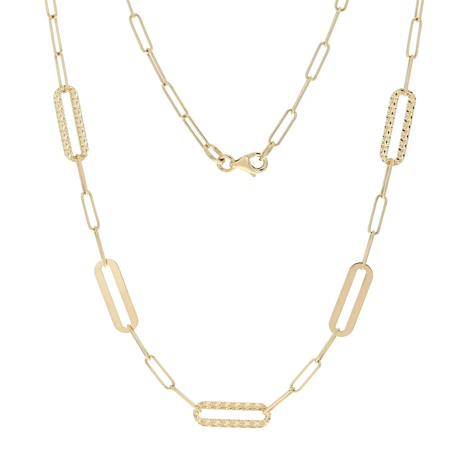 Italian 14k Yellow Gold Diamond Cut Paper Clip Chain Necklace 5.4mm 16.5" 4.8g - Jewelry Store by Erik Rayo