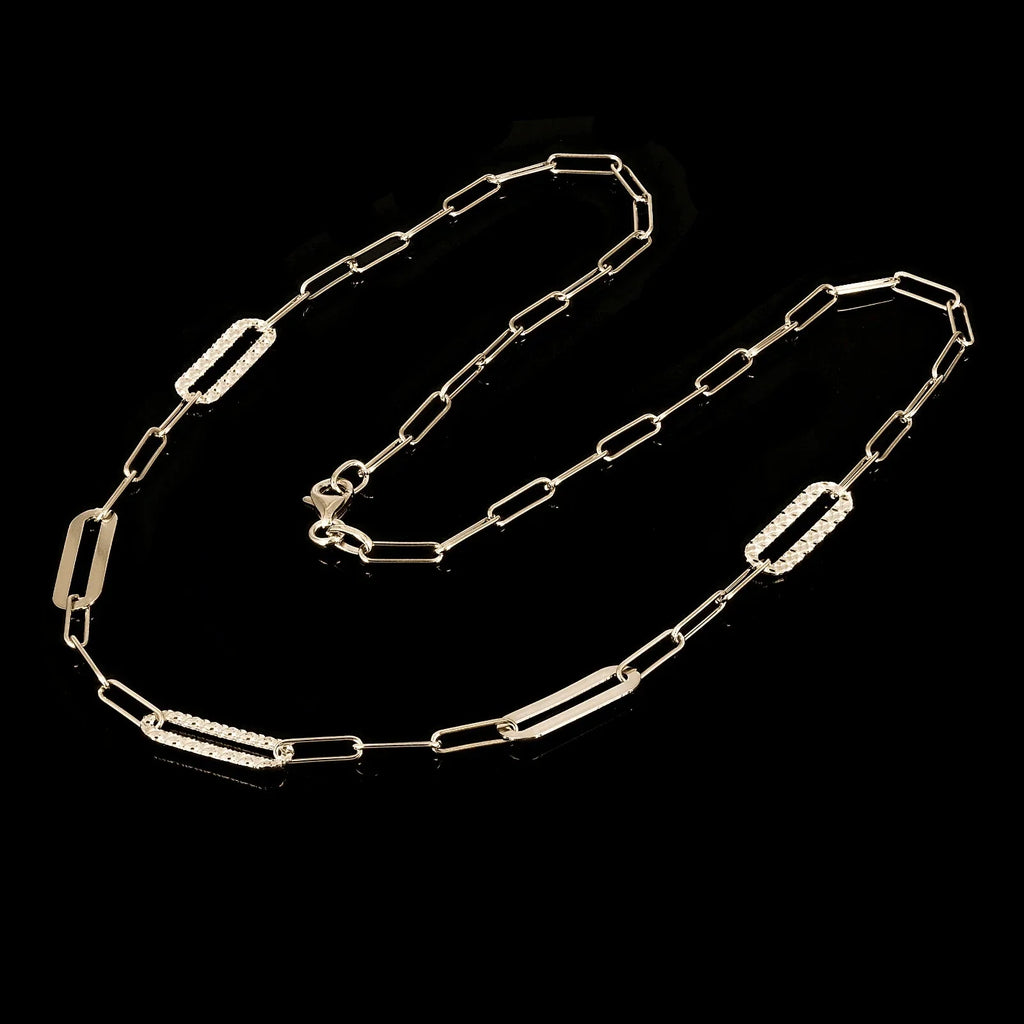 Italian 14k Yellow Gold Diamond Cut Paper Clip Chain Necklace 5.4mm 16.5" 4.8g - Jewelry Store by Erik Rayo