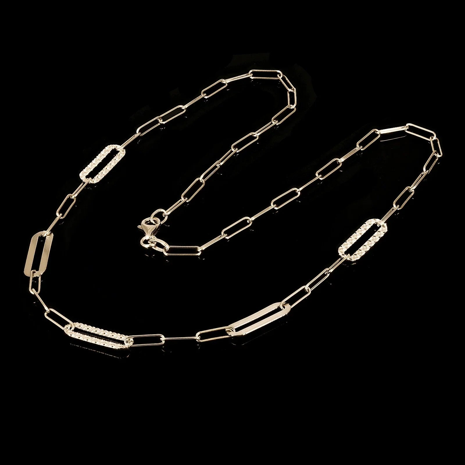 Italian 14k Yellow Gold Diamond Cut Paper Clip Chain Necklace 5.4mm 16.5" 4.8g - Jewelry Store by Erik Rayo