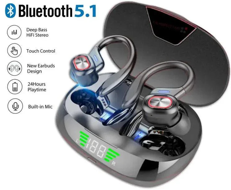Bluetooth Headset 5.1 True Wireless Earphones Earbuds Headphones HiFi Sport TWS - Jewelry Store by Erik Rayo