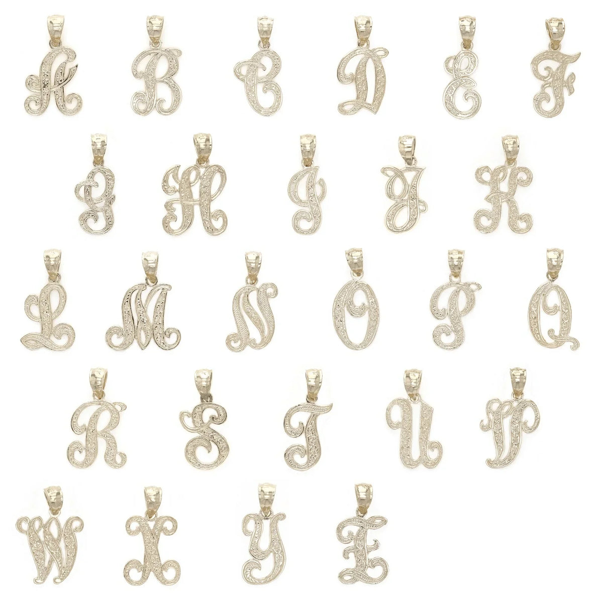 14k Yellow or White Gold Initial Letter Charm Pendant Alphabet A-Z Available - Jewelry Store by Erik Rayo