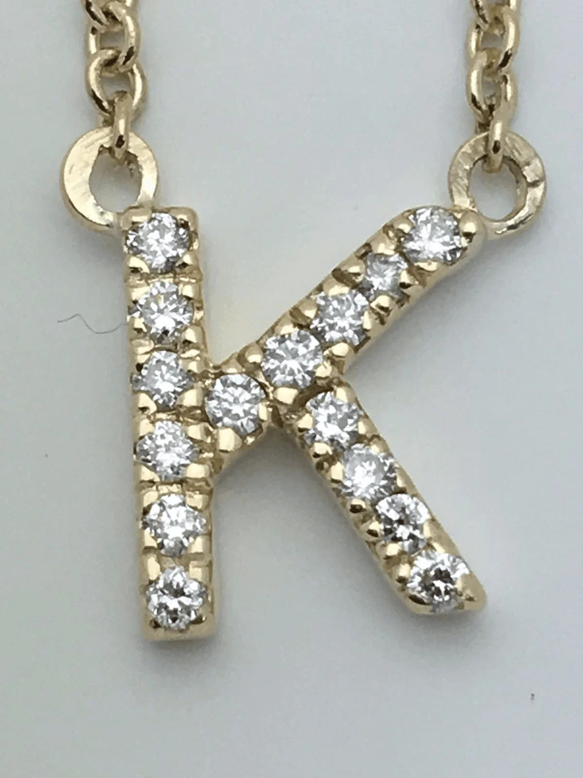14k Yellow White or Rose Gold Diamond Initial Letter K Pendant Necklace 18" - Jewelry Store by Erik Rayo