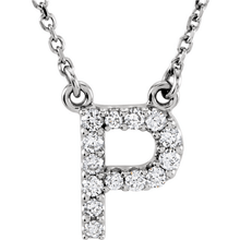 Load image into Gallery viewer, 14k Yellow White or Rose Gold Diamond Initial Letter P Pendant Necklace 18&quot;

