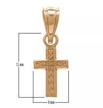 Load image into Gallery viewer, 14K Yellow White or Rose Gold Small Cross Pendant Religious Charm
