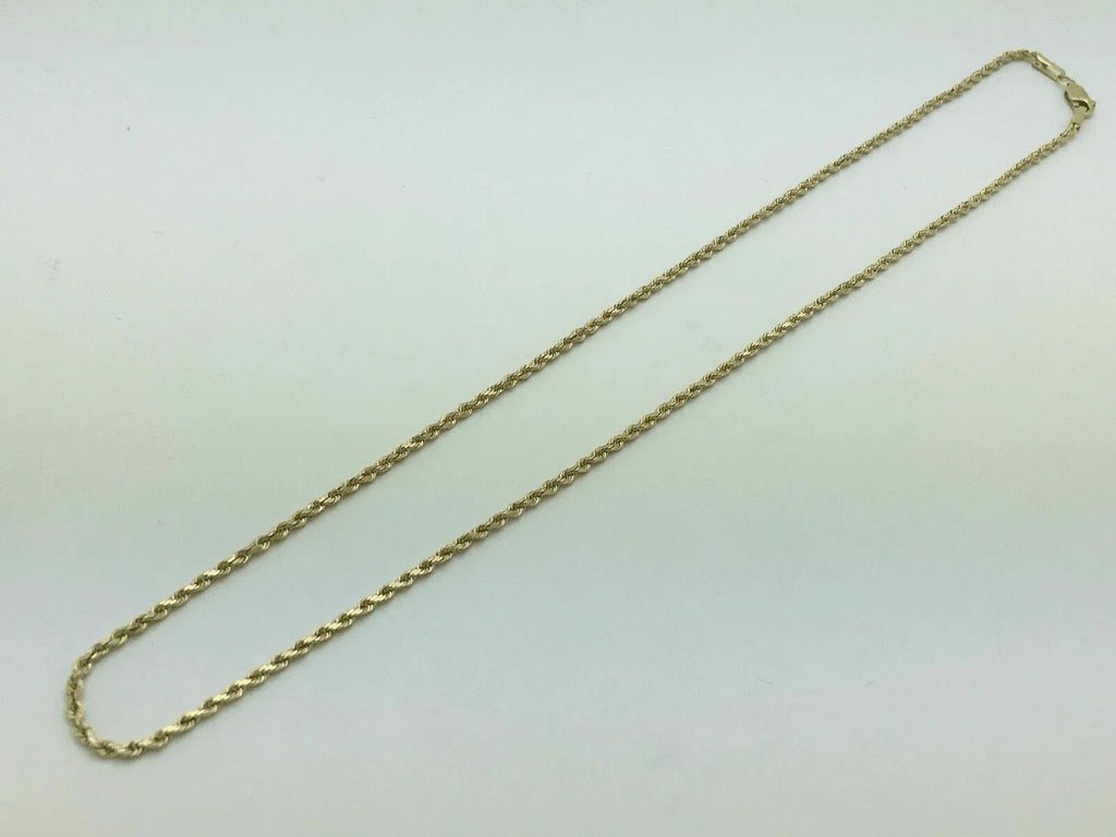 14k Yellow Gold Solid Diamond Cut Rope Chain Necklace 16" 2mm 6 grams - Jewelry Store by Erik Rayo