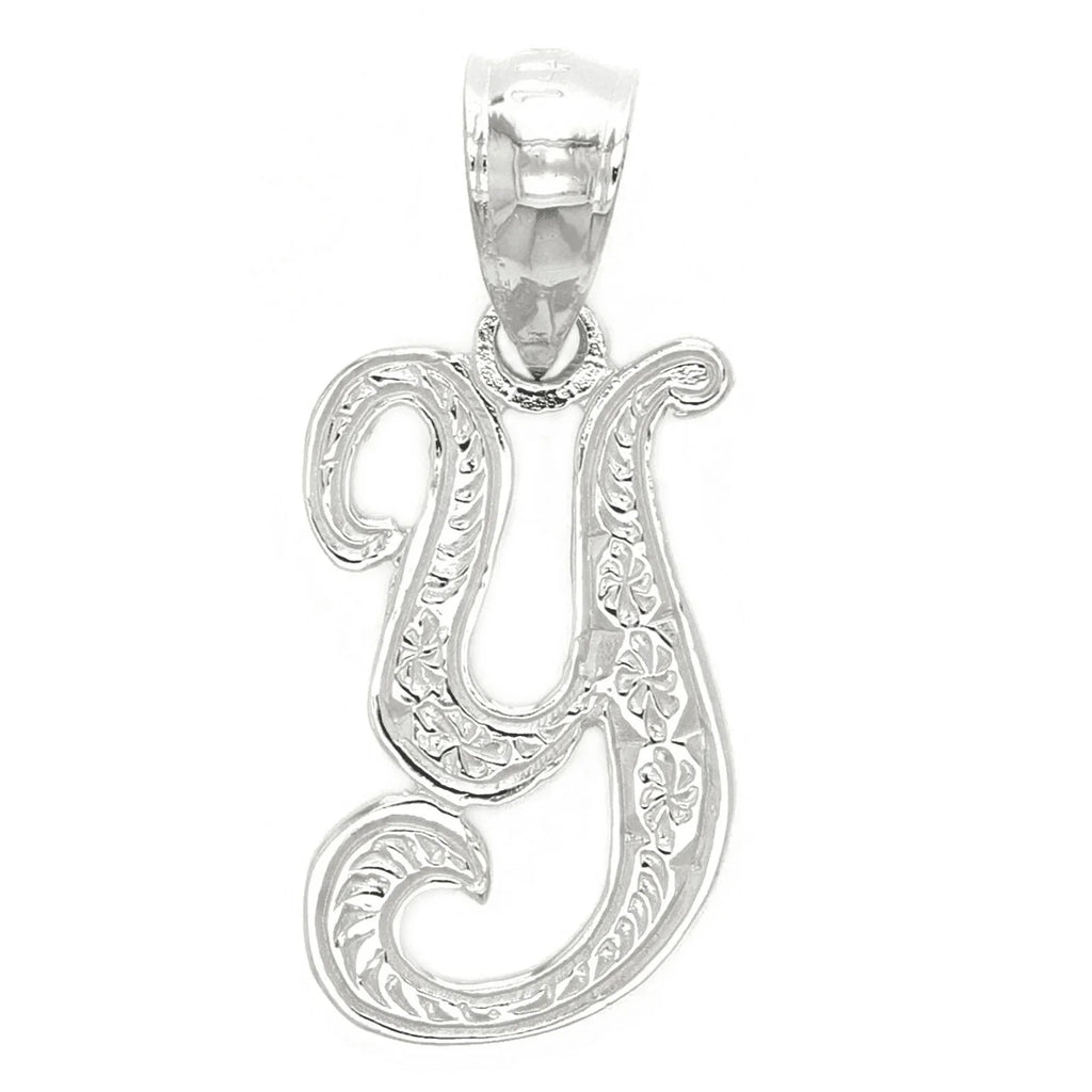 14k Yellow or White Gold Initial Letter Y Alphabet A-Z Charm Pendant - Jewelry Store by Erik Rayo