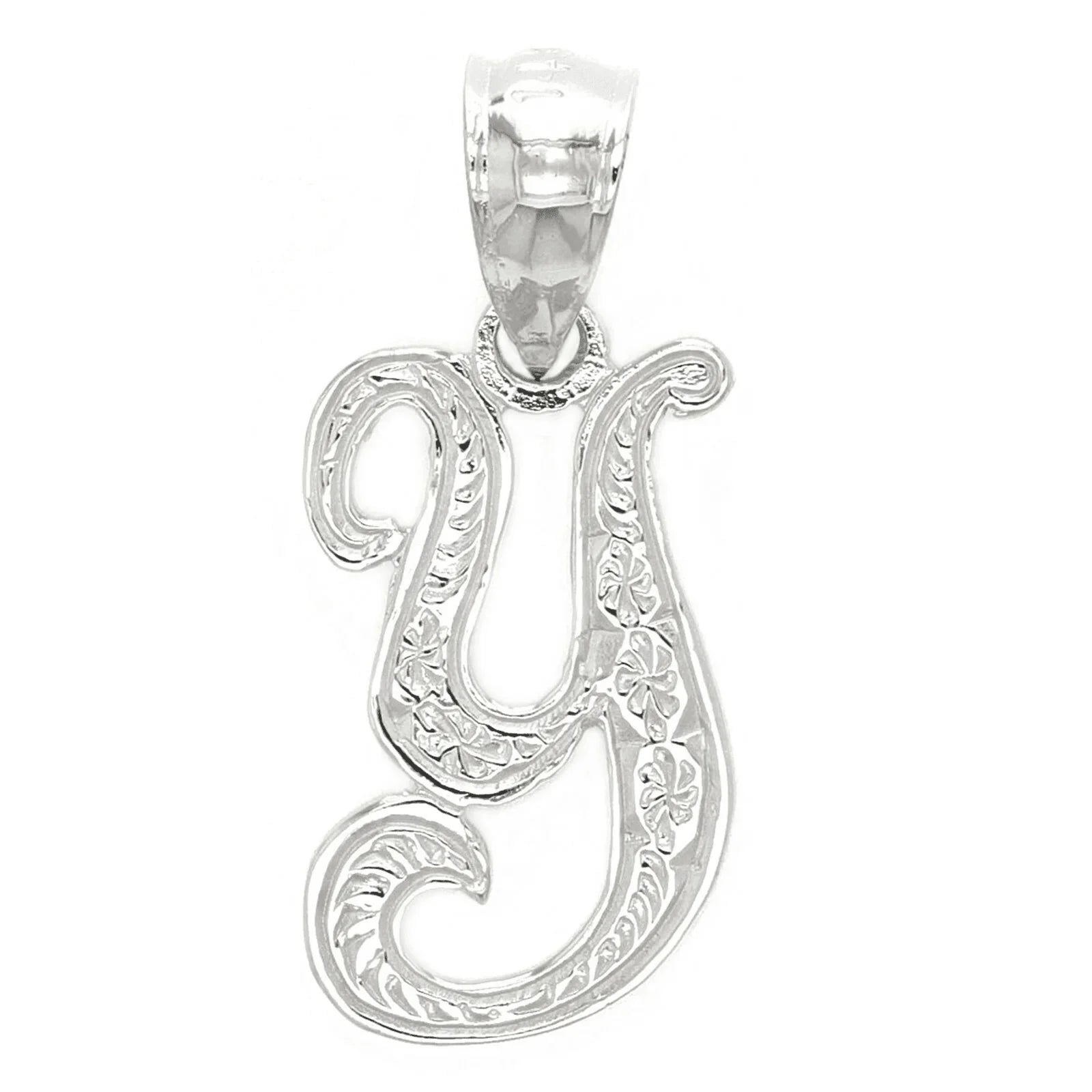14k Yellow or White Gold Initial Letter Y Alphabet A-Z Charm Pendant - Jewelry Store by Erik Rayo