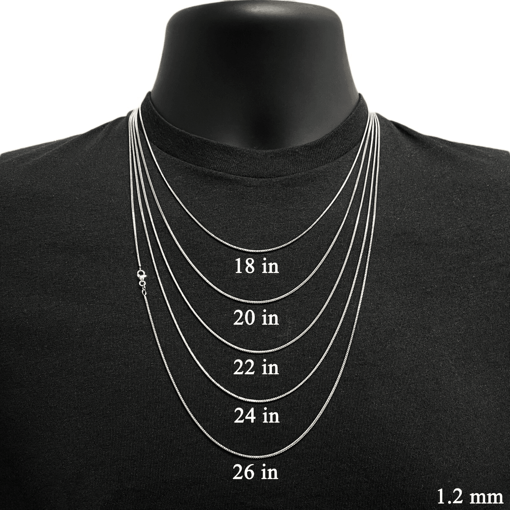 Italian 14k White Gold Solid Diamond Cut Franco Chain Necklace 18" 1.2mm 3.7gram - Jewelry Store by Erik Rayo