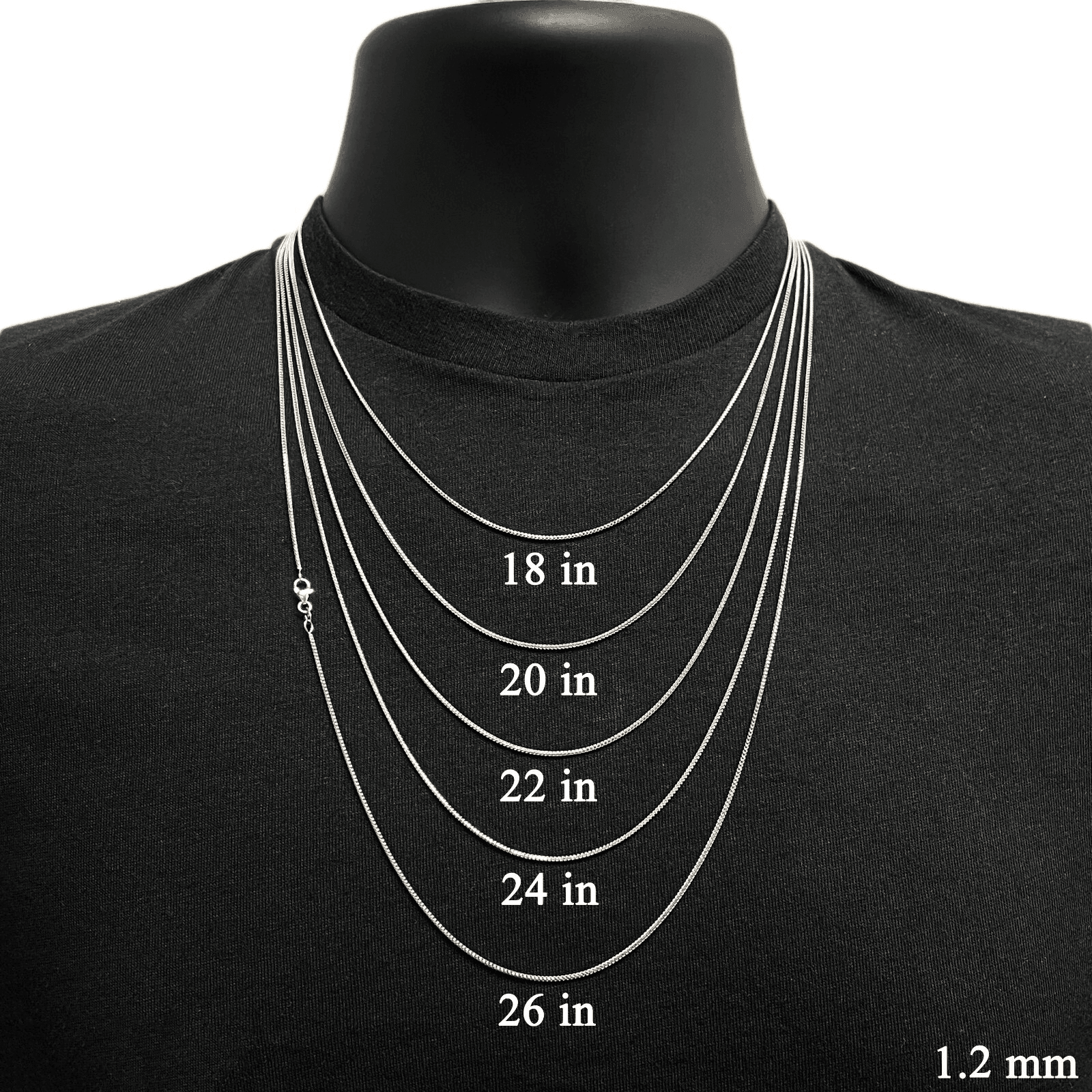 Italian 14k White Gold Solid Diamond Cut Franco Chain Necklace 18" 1.2mm 3.7gram - Jewelry Store by Erik Rayo