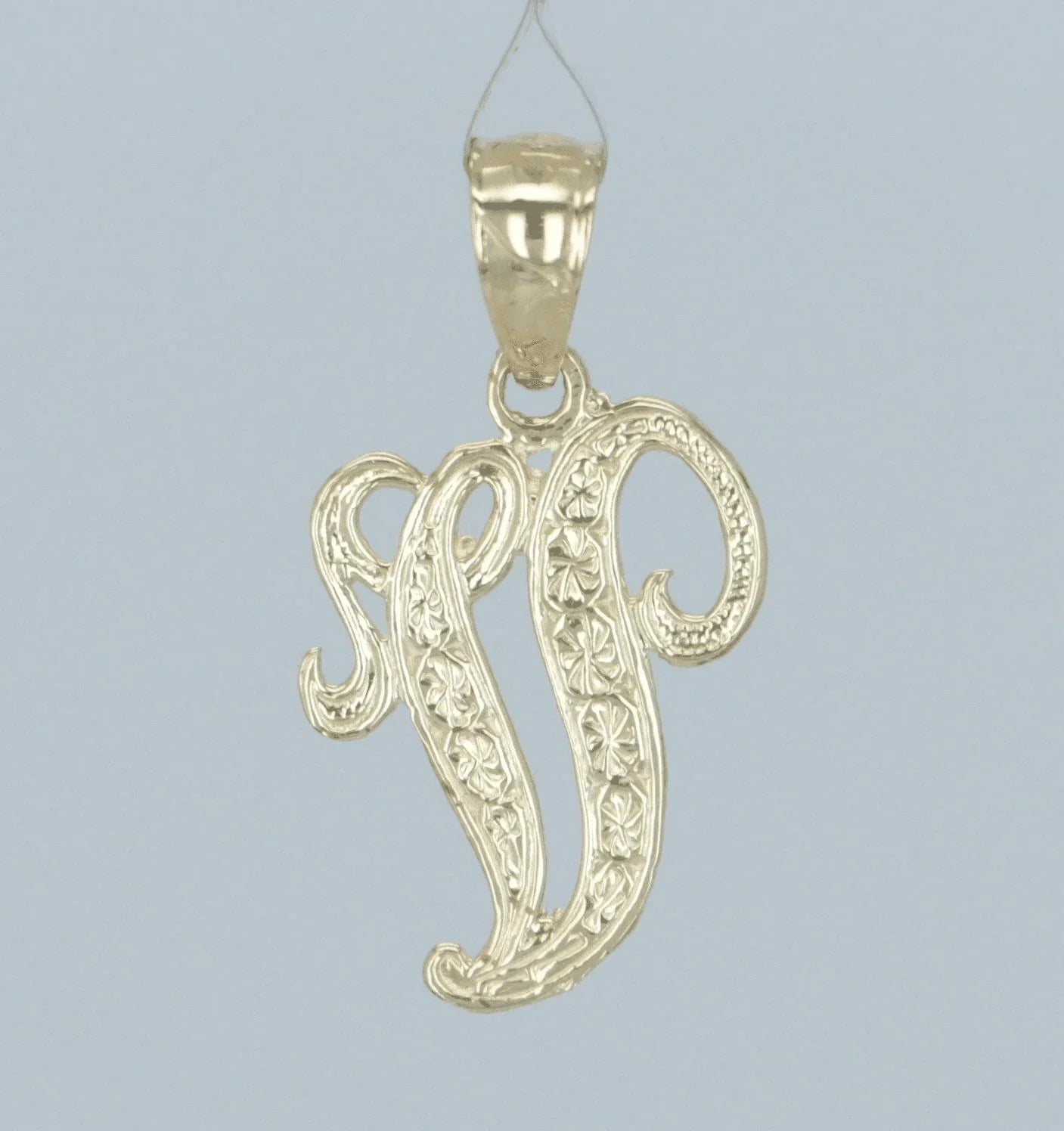 14k Yellow or White Gold Initial Letter V Alphabet A-Z Charm Pendant - Jewelry Store by Erik Rayo