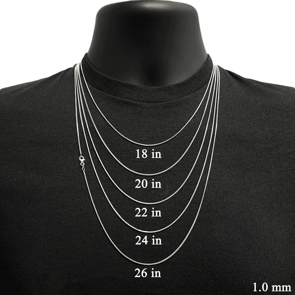 Italian 14k White Gold Solid Diamond Cut Franco Chain Necklace 20" 1mm 2.9 grams - Jewelry Store by Erik Rayo