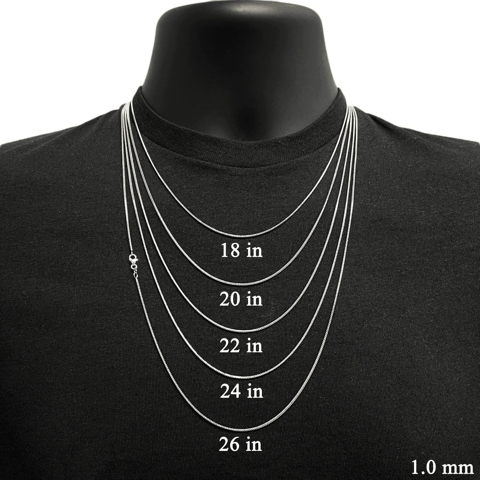 Italian 14k White Gold Solid Diamond Cut Franco Chain Necklace 20" 1mm 2.9 grams - Jewelry Store by Erik Rayo