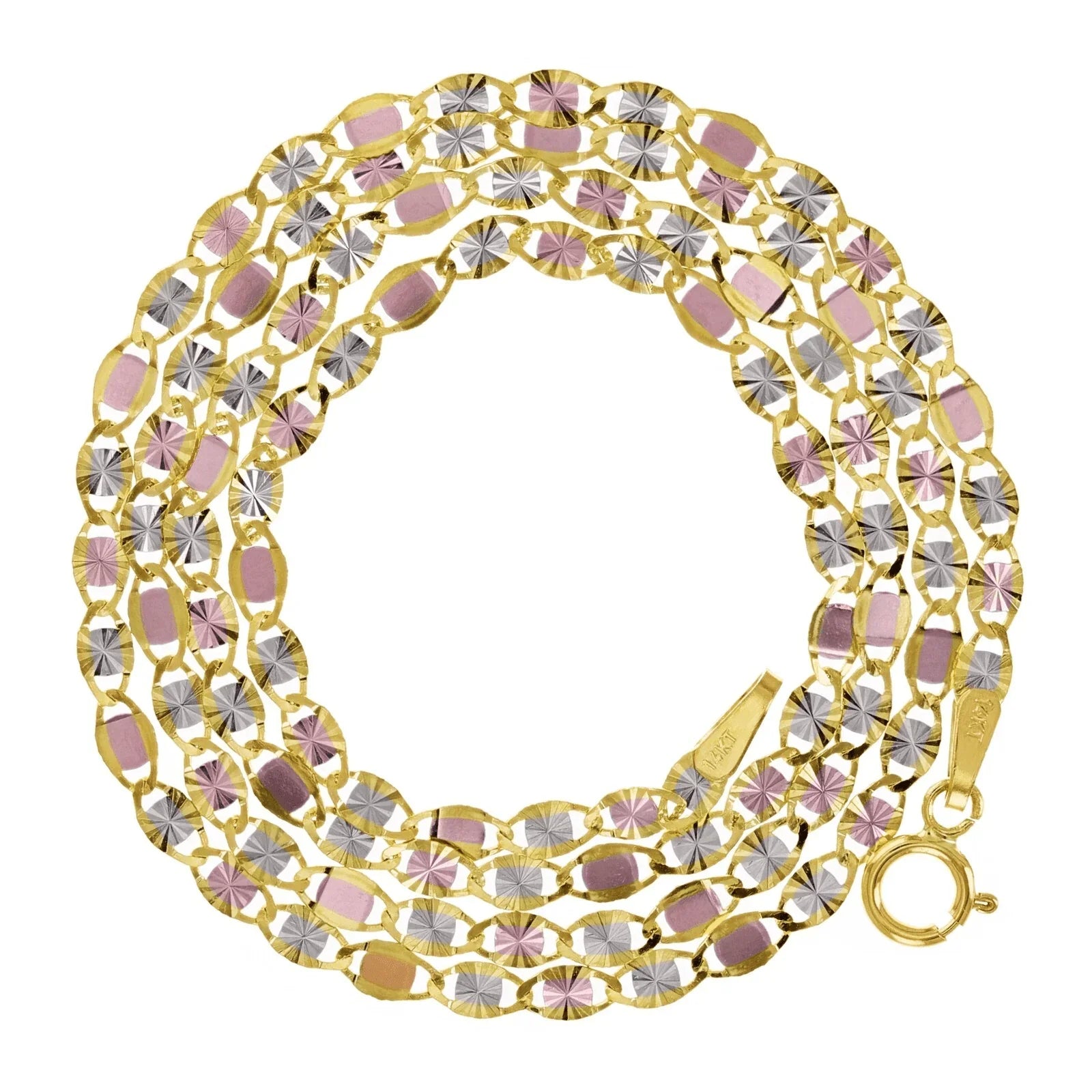 Italian 14k Tri-Color Gold Diamond Cut Valentino Chain Necklace 20" 2.6mm 2.5g - Jewelry Store by Erik Rayo