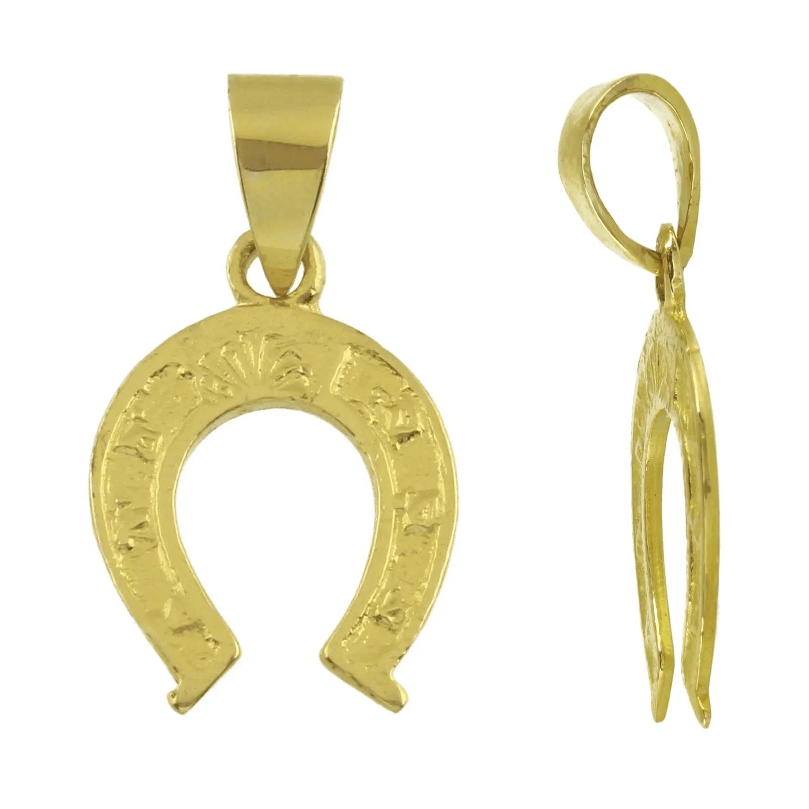 14k Yellow Gold Solid Small Horse Shoe Charm Pendant 1 gram - Jewelry Store by Erik Rayo