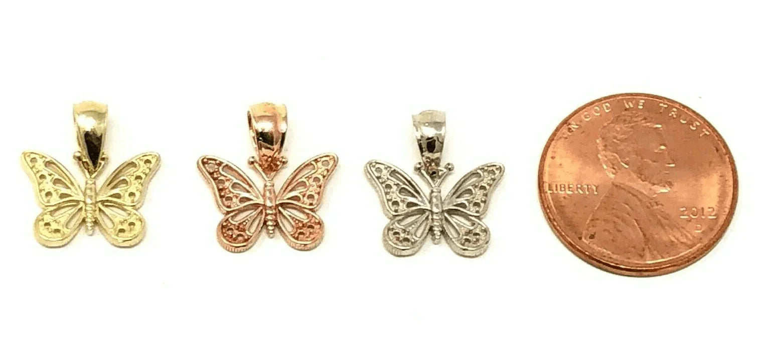 14k Yellow White or Rose Gold Butterfly Charm Pendant - Jewelry Store by Erik Rayo