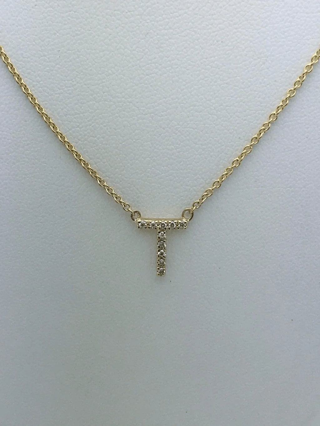 14k Yellow White or Rose Gold Diamond Initial Letter T Pendant Necklace 18" - Jewelry Store by Erik Rayo