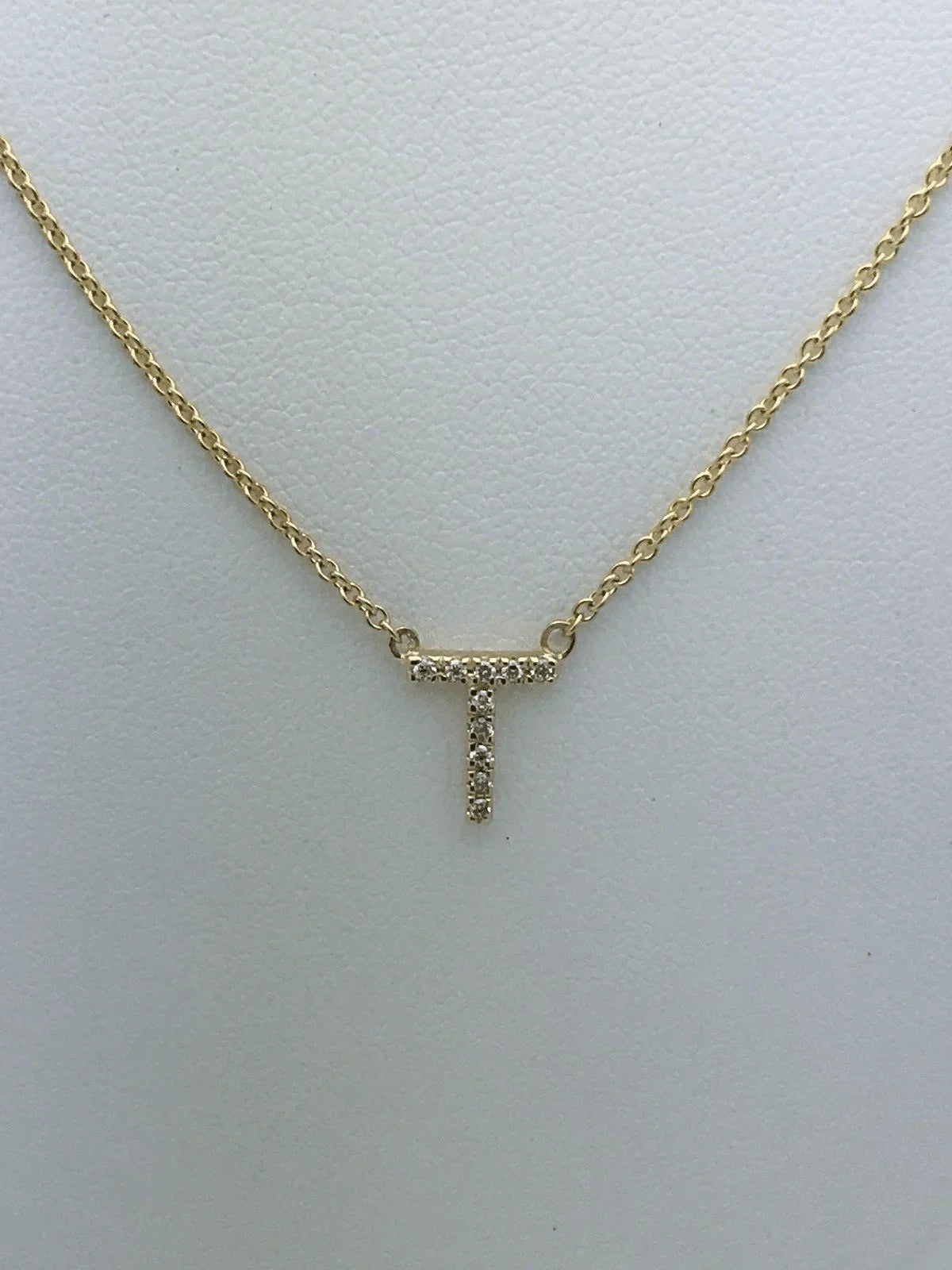 14k Yellow White or Rose Gold Diamond Initial Letter T Pendant Necklace 18" - Jewelry Store by Erik Rayo