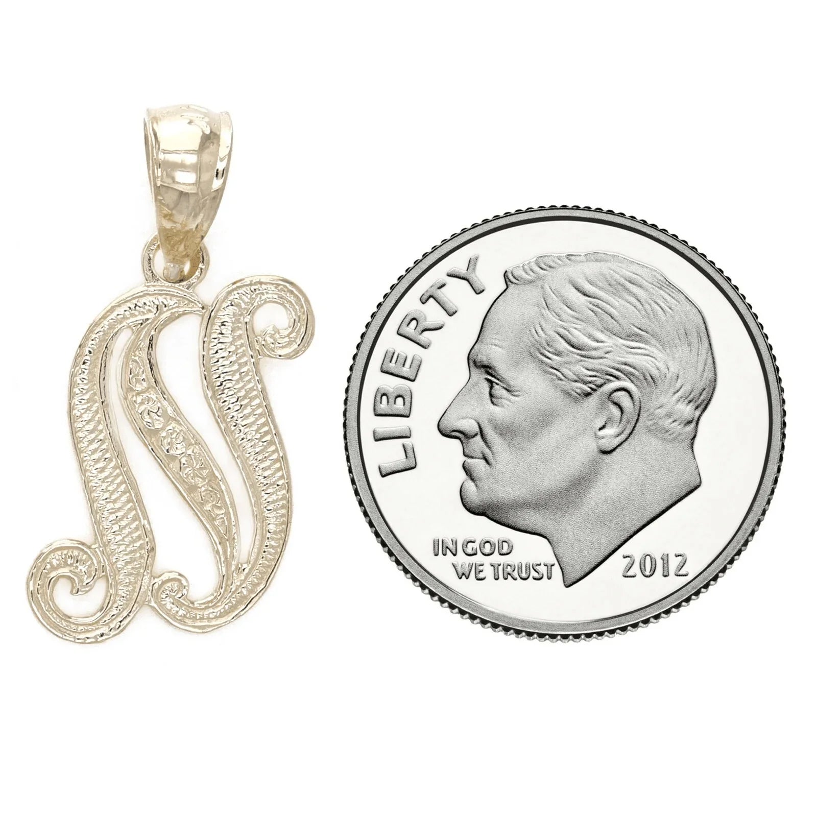 14k Yellow or White Gold Initial Letter N Alphabet A-Z Charm Pendant - Jewelry Store by Erik Rayo