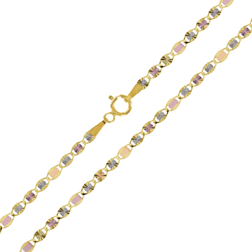 Italian 14k Tri-Color Gold Diamond Cut Valentino Chain Necklace 20" 2.6mm 2.5g - Jewelry Store by Erik Rayo
