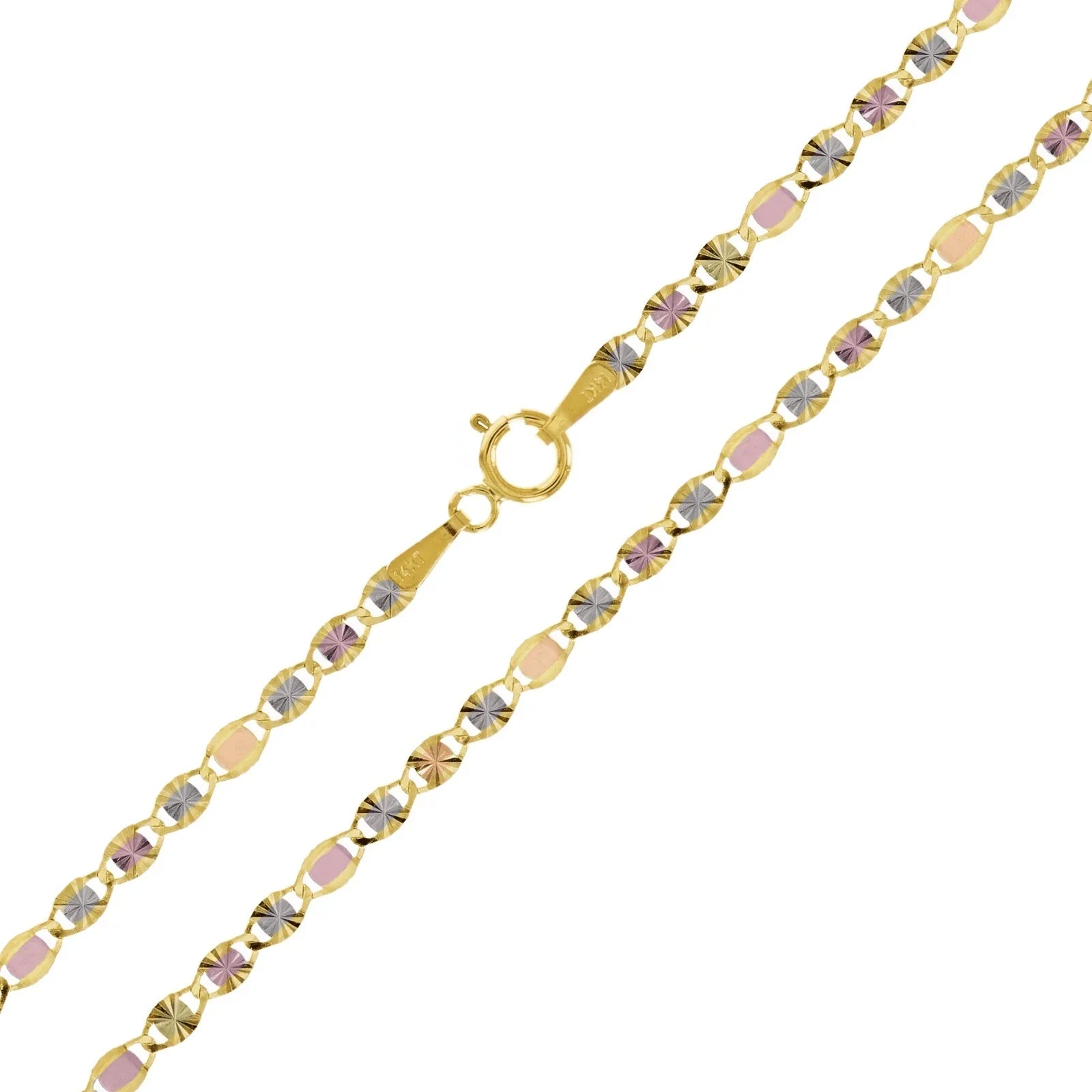 Italian 14k Tri-Color Gold Diamond Cut Valentino Chain Necklace 20" 2.6mm 2.5g - Jewelry Store by Erik Rayo