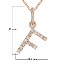 Load image into Gallery viewer, 14k Yellow White or Rose Gold Diamond Initial Letter Charm Pendant Necklace 18&quot;
