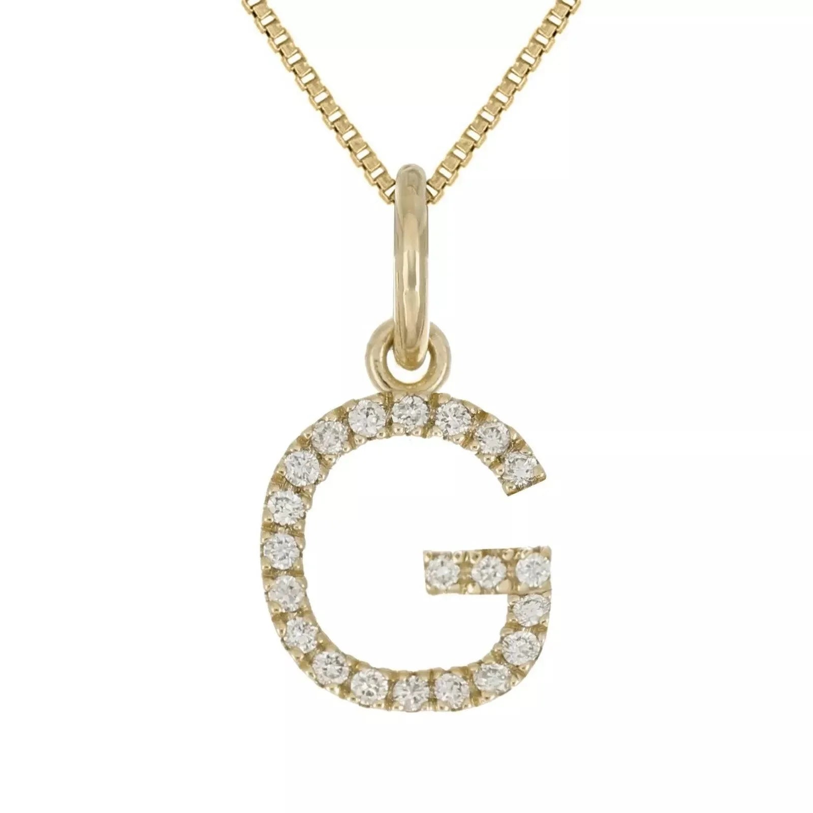 14k Yellow White or Rose Gold Diamond Initial Letter Charm Pendant Necklace 18" - Jewelry Store by Erik Rayo