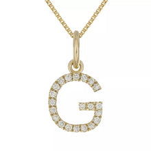 Load image into Gallery viewer, 14k Yellow White or Rose Gold Diamond Initial Letter Charm Pendant Necklace 18&quot;
