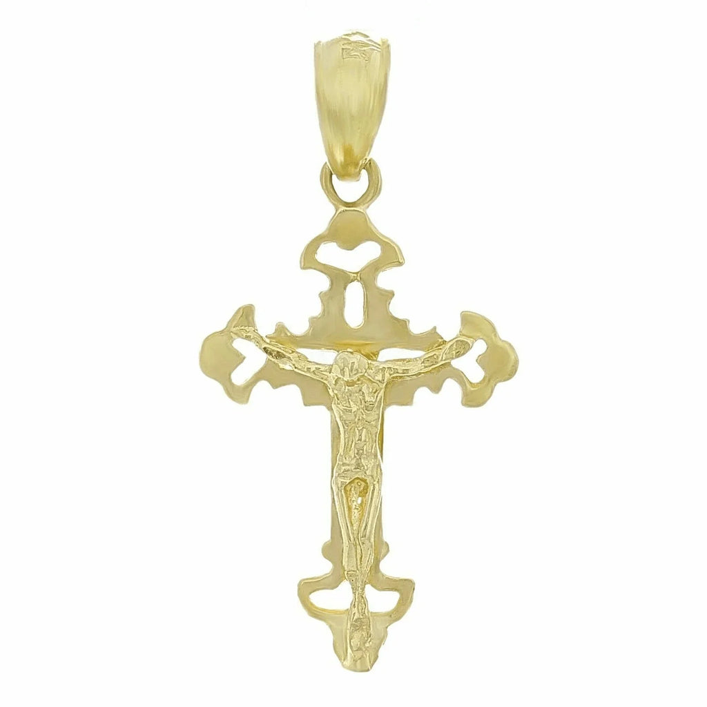 14k Yellow Gold Solid Jesus Crucifix Cross Pendant Religious Charm 1.25" 1.2g - Jewelry Store by Erik Rayo