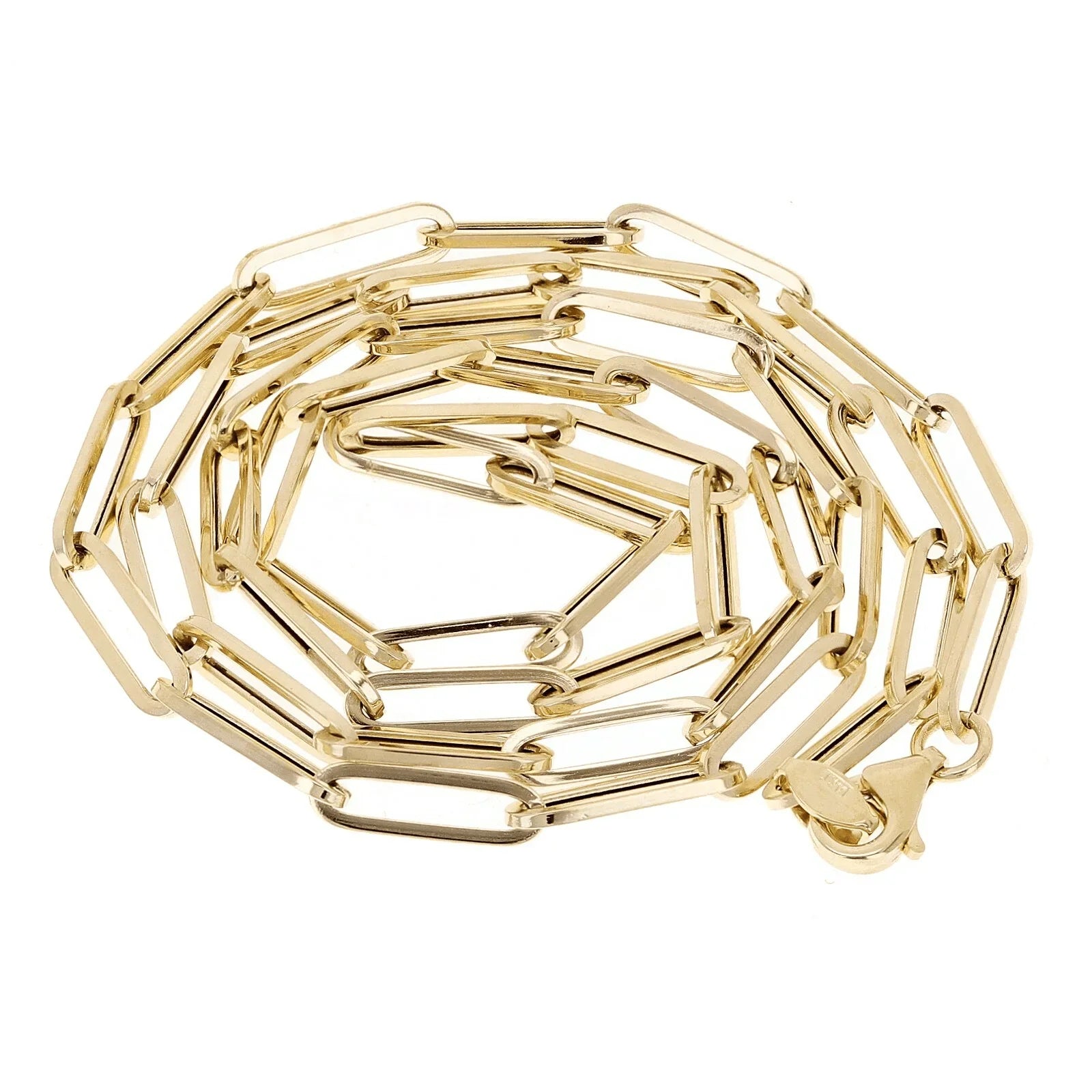 Italian 14k Yellow Gold Hollow Paper Clip Chain Necklace 22" 3.2mm 3.9 grams - Jewelry Store by Erik Rayo
