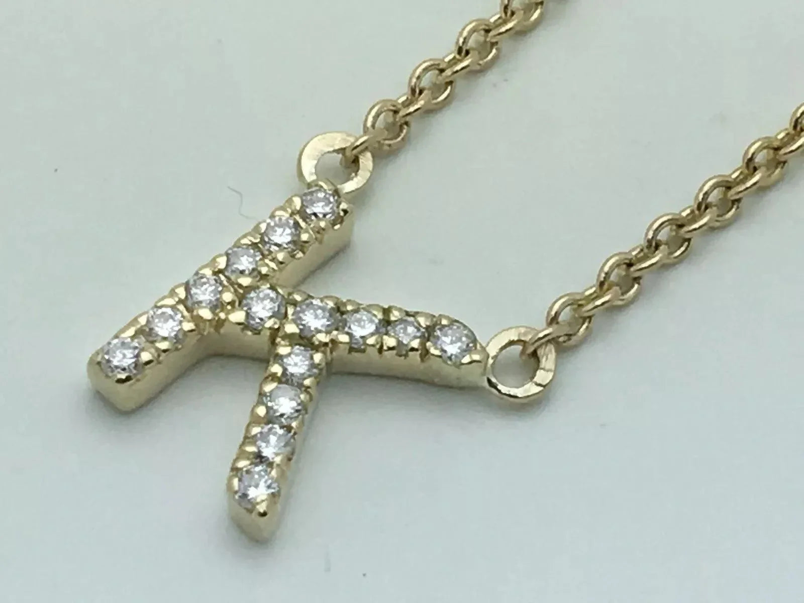 14k Yellow White or Rose Gold Diamond Initial Letter K Pendant Necklace 18" - Jewelry Store by Erik Rayo