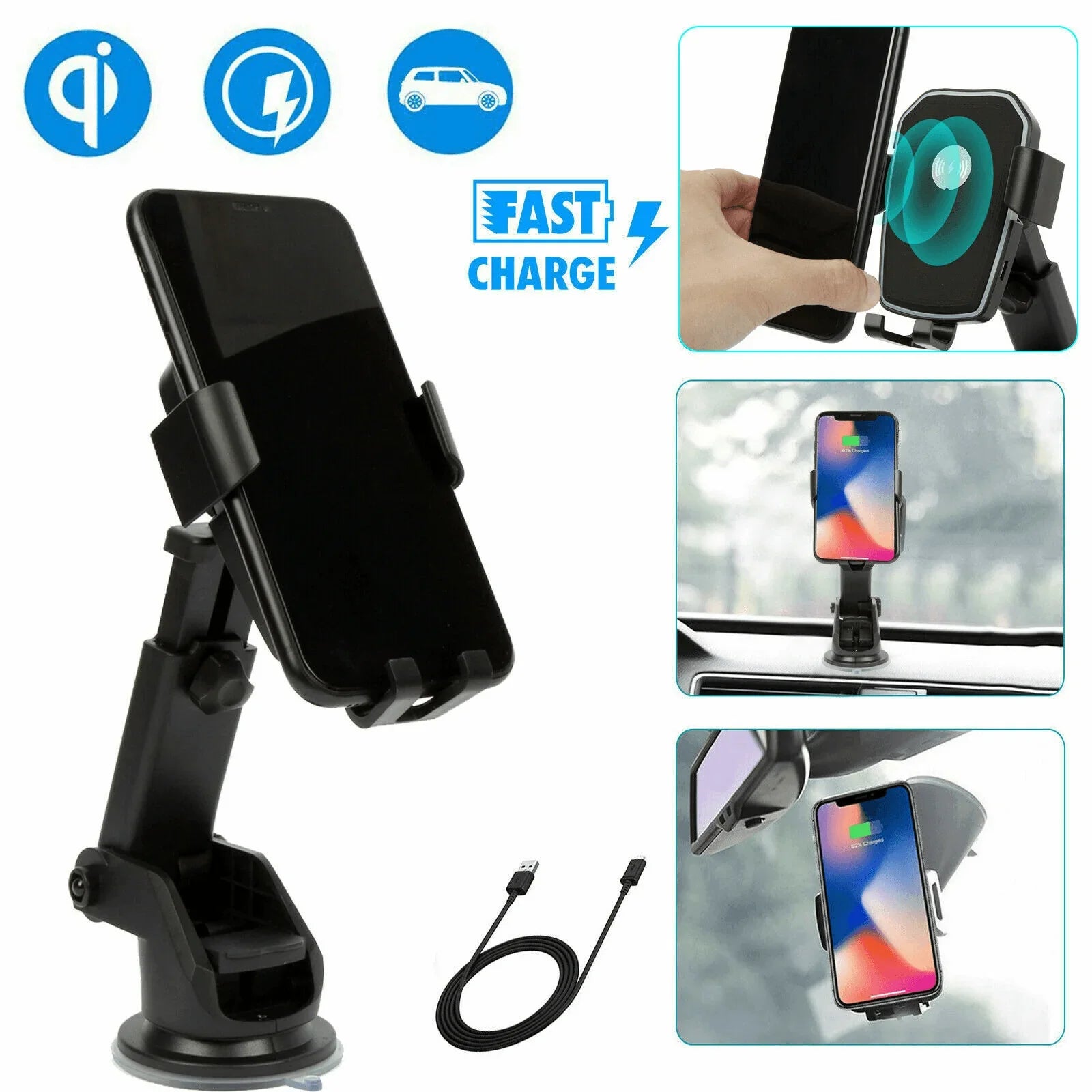 Wireless Fast Charging Car Charger Mount Holder Stand 2 in 1 For Cell Phone - Jewelry Store by Erik Rayo