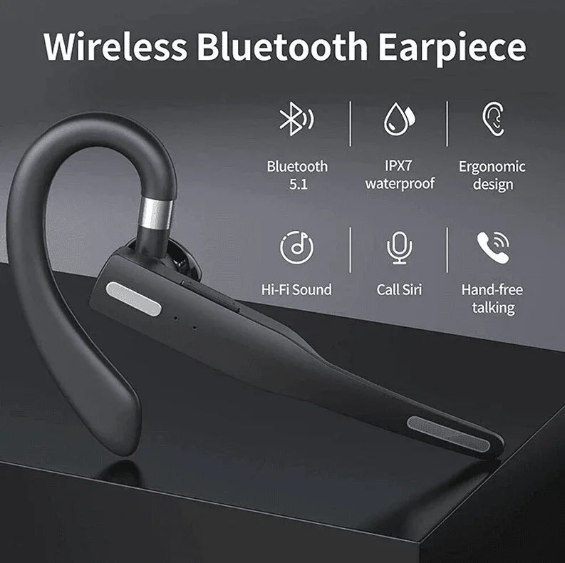 Trucker Wireless Headset Bluetooth 5.1 Earpiece Dual Mic Earbud Noise Cancelling - Jewelry Store by Erik Rayo