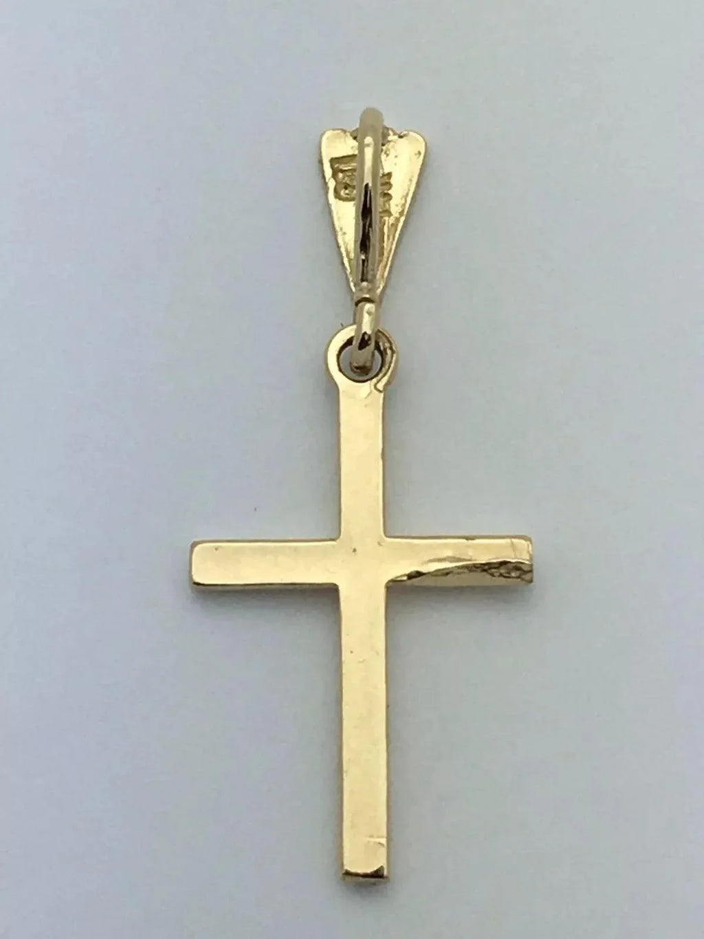 14k Yellow Gold Solid Plain High Polish Cross Religious Charm Pendant 0.9gram - Jewelry Store by Erik Rayo