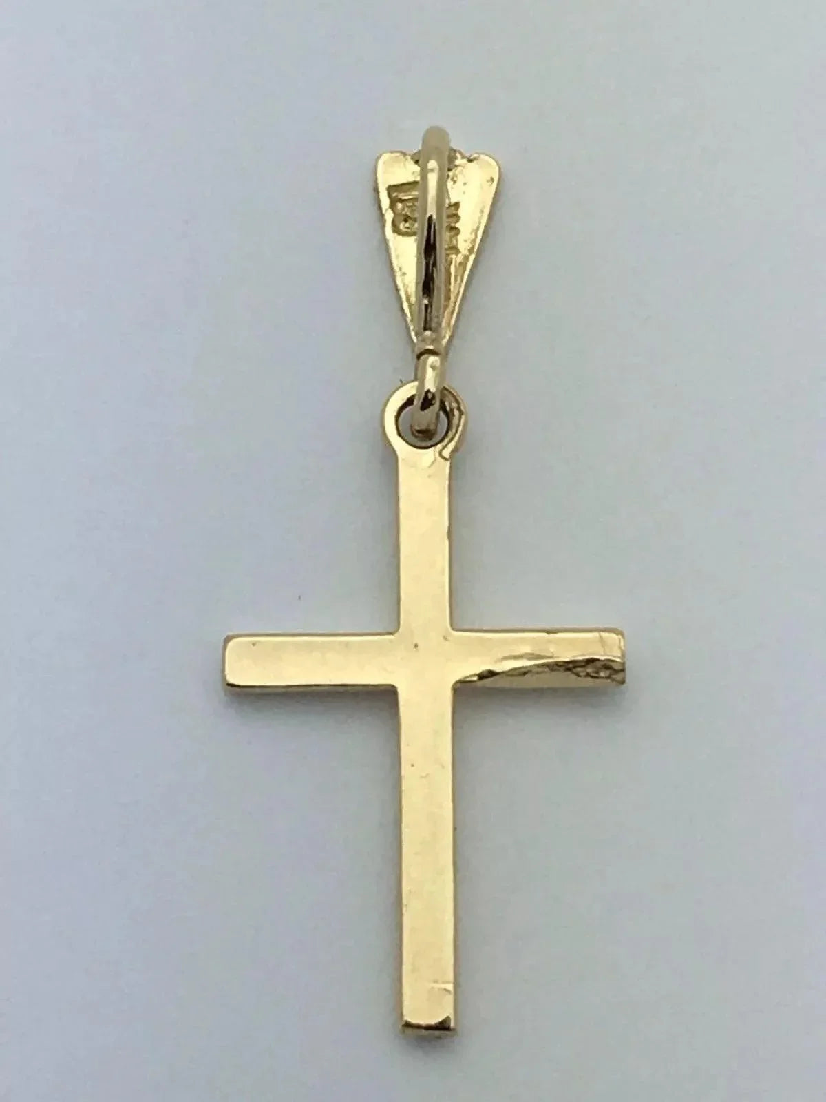 14k Yellow Gold Solid Plain High Polish Cross Religious Charm Pendant 0.9gram - Jewelry Store by Erik Rayo