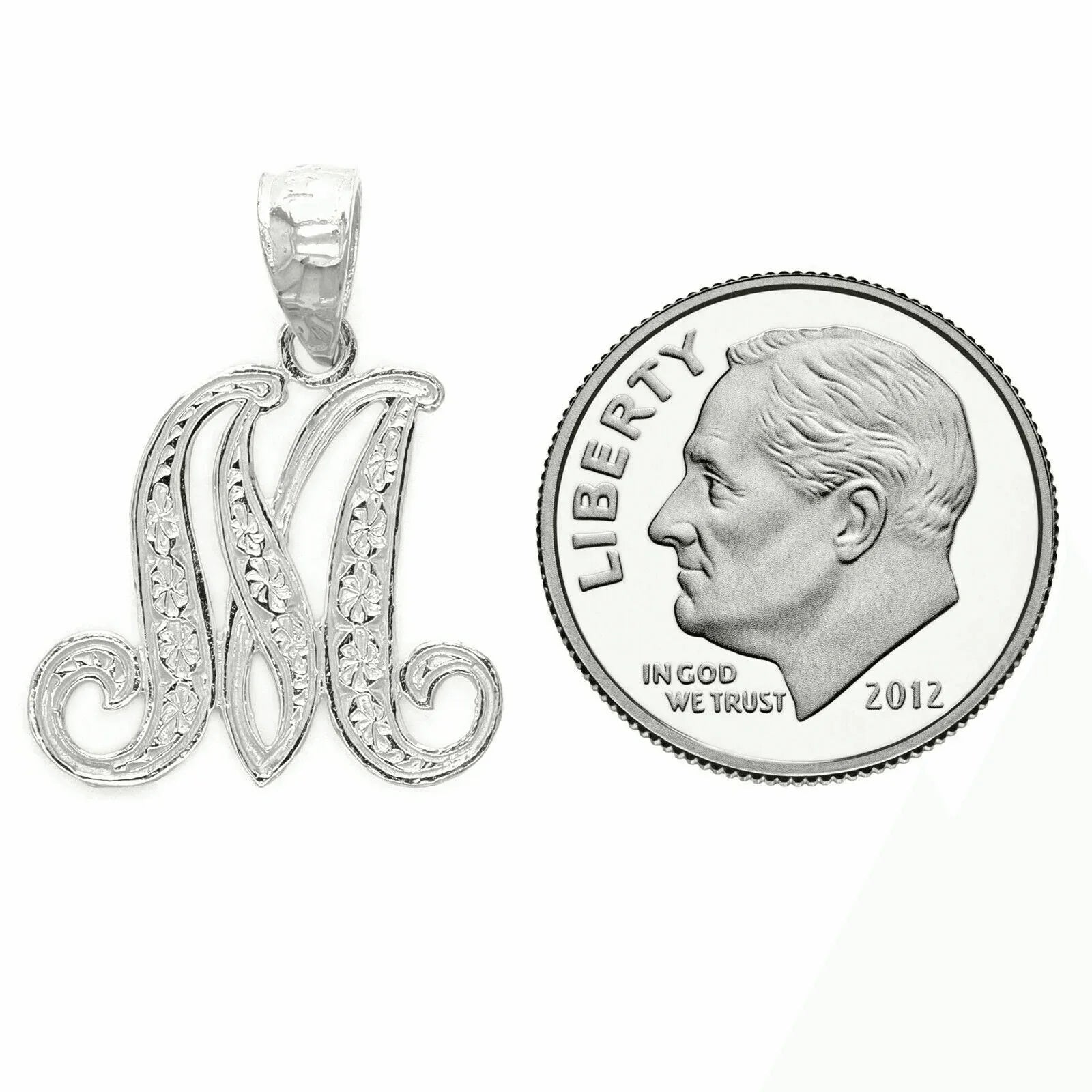 14k Yellow or White Gold Initial Letter M Alphabet A-Z Charm Pendant - Jewelry Store by Erik Rayo