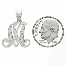 Load image into Gallery viewer, 14k Yellow or White Gold Initial Letter M Alphabet A-Z Charm Pendant
