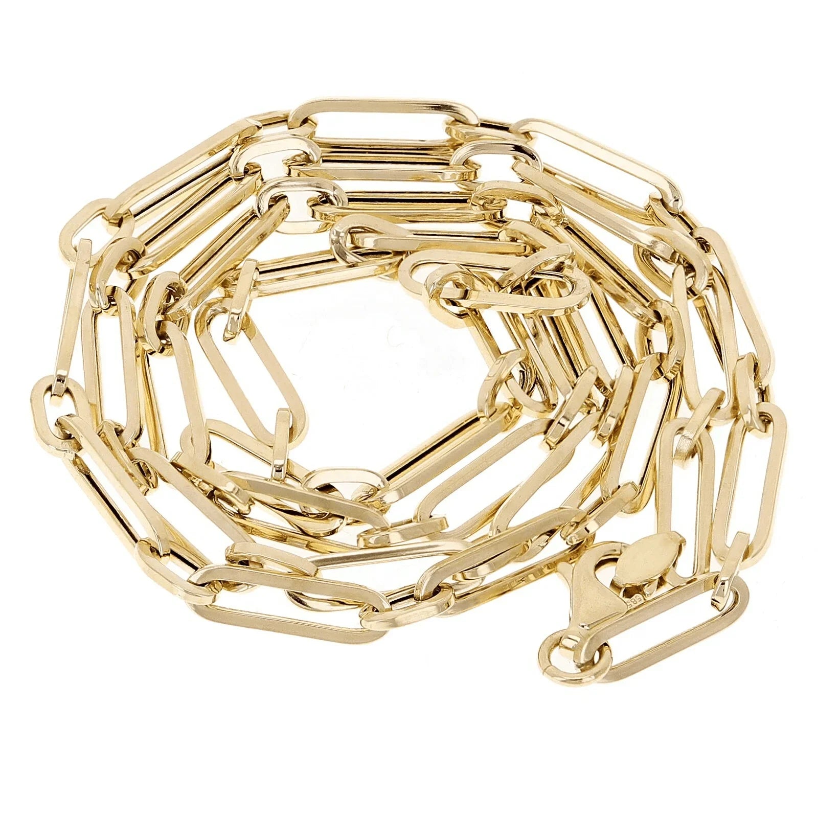 Italian 14k Yellow Gold Hollow Paper Clip Chain Necklace 20" 3.2mm 4 grams - Jewelry Store by Erik Rayo