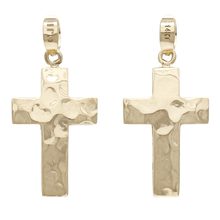 Load image into Gallery viewer, 14k Yellow Gold Solid Hammered Metal: Texture Puffed Cross Charm Pendant 1.3grams
