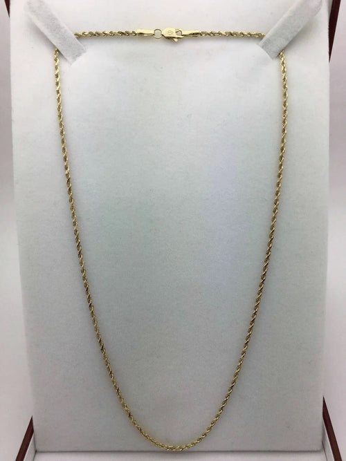 14k Yellow Gold Solid Diamond Cut Rope Chain Necklace 16" 2mm 6 grams - Jewelry Store by Erik Rayo